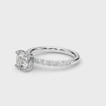 LUMEO Round Classic Solitaire Diamond Engagement Ring with Diamond Band Video in Platinum or 18k Solid White Gold 