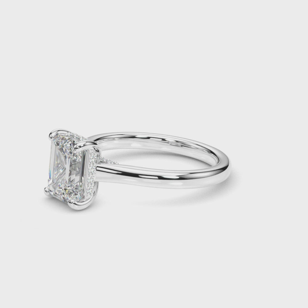 LUMEO Emerald Hidden Halo Diamond Engagement Ring Video
