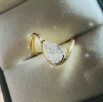LUMEO Pear Trace Diamond Ring in 18k Solid Yellow Gold video