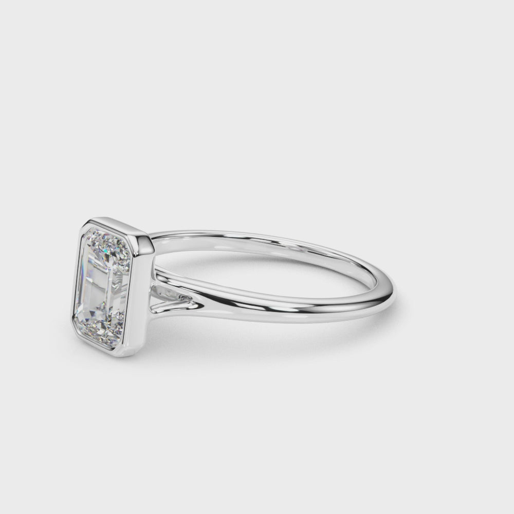 LUMEO Emerald Bezel Diamond Engagement Ring Video