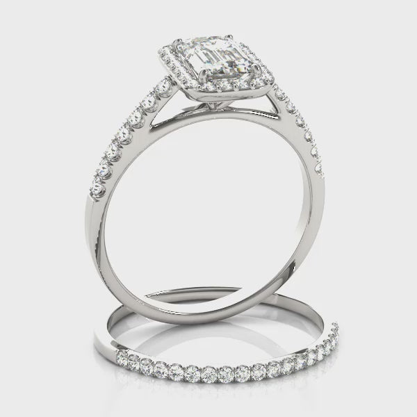LUMEO Emerald Halo Engagement Ring
