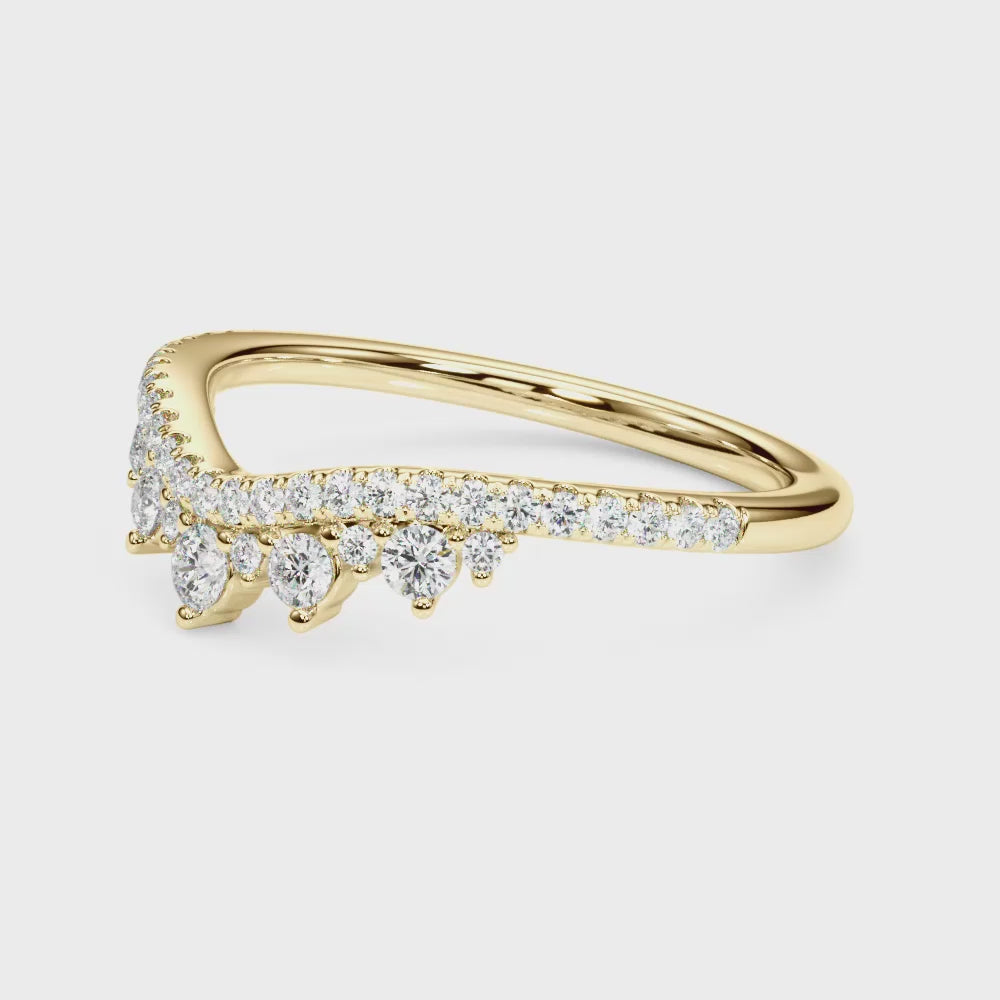 LUMEO Kendra Chevron Wedding Band in 18k Solid Yellow Gold video #18k-solid-yellow-gold
