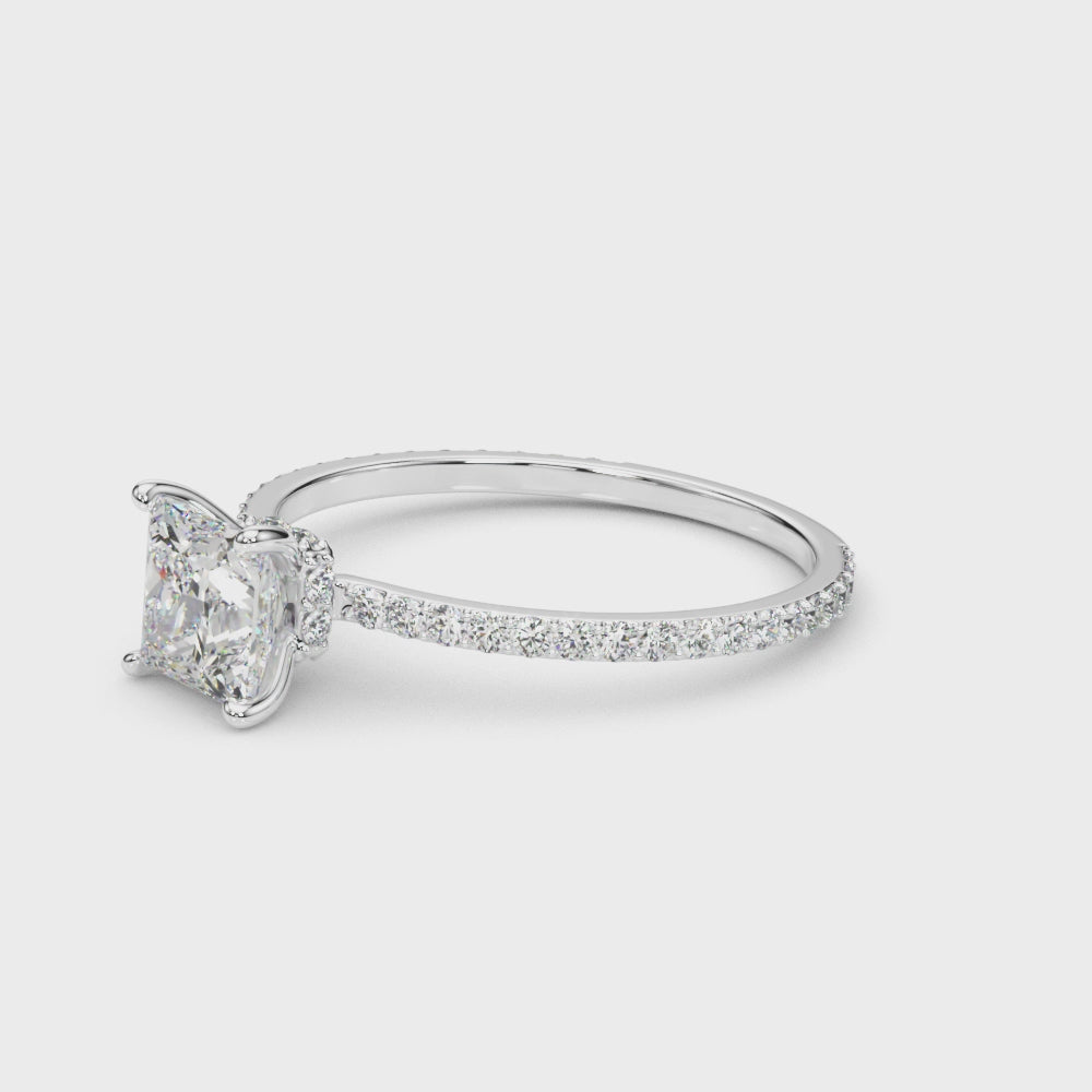 LUMEO Princess Hidden Halo Diamond Engagement Ring Video