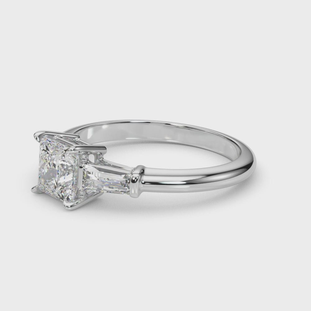LUMEO Princess Three Stone Diamond Engagement Ring Video