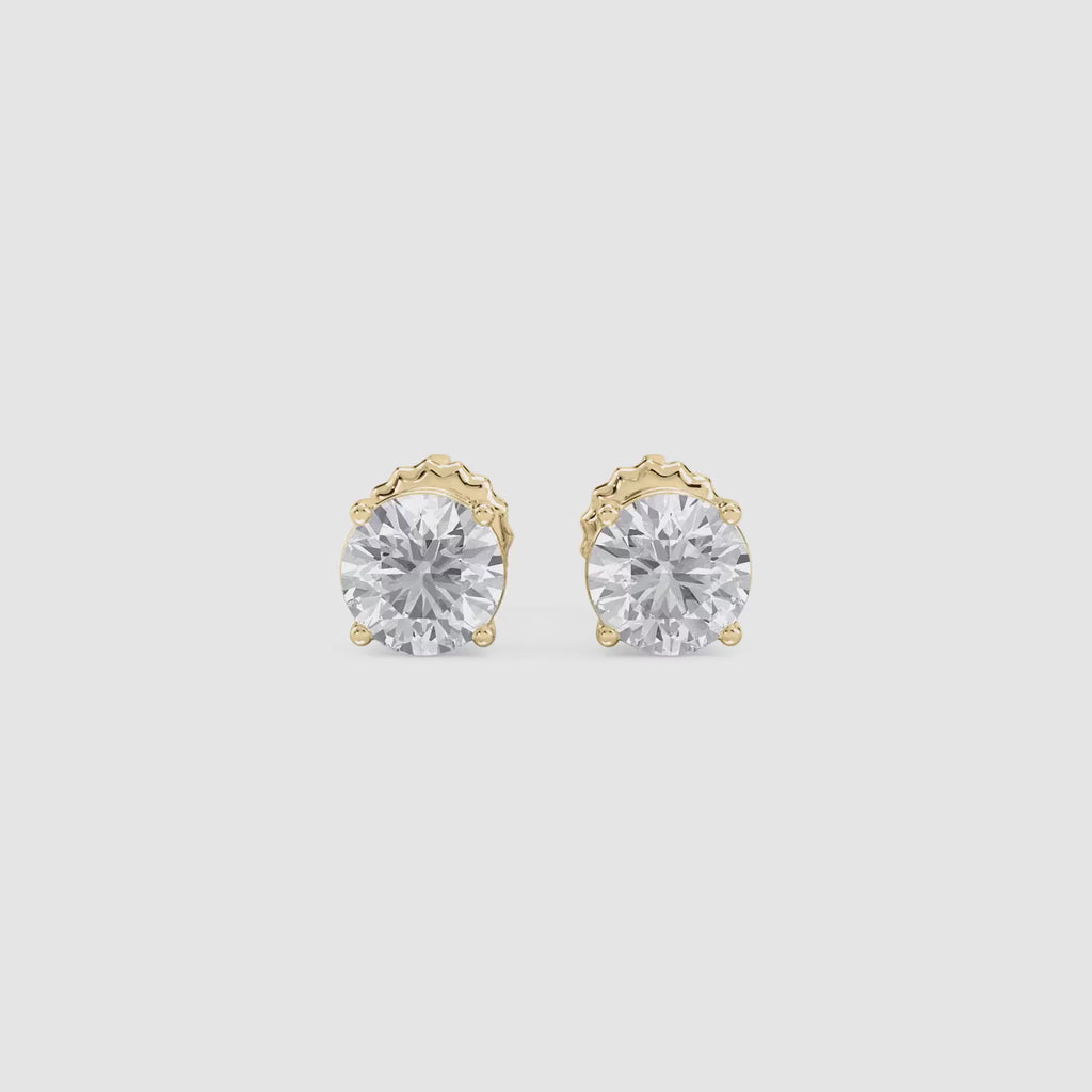 LUMEO Round Cut Ear Studs Video in 18k Solid Yellow Gold #Round