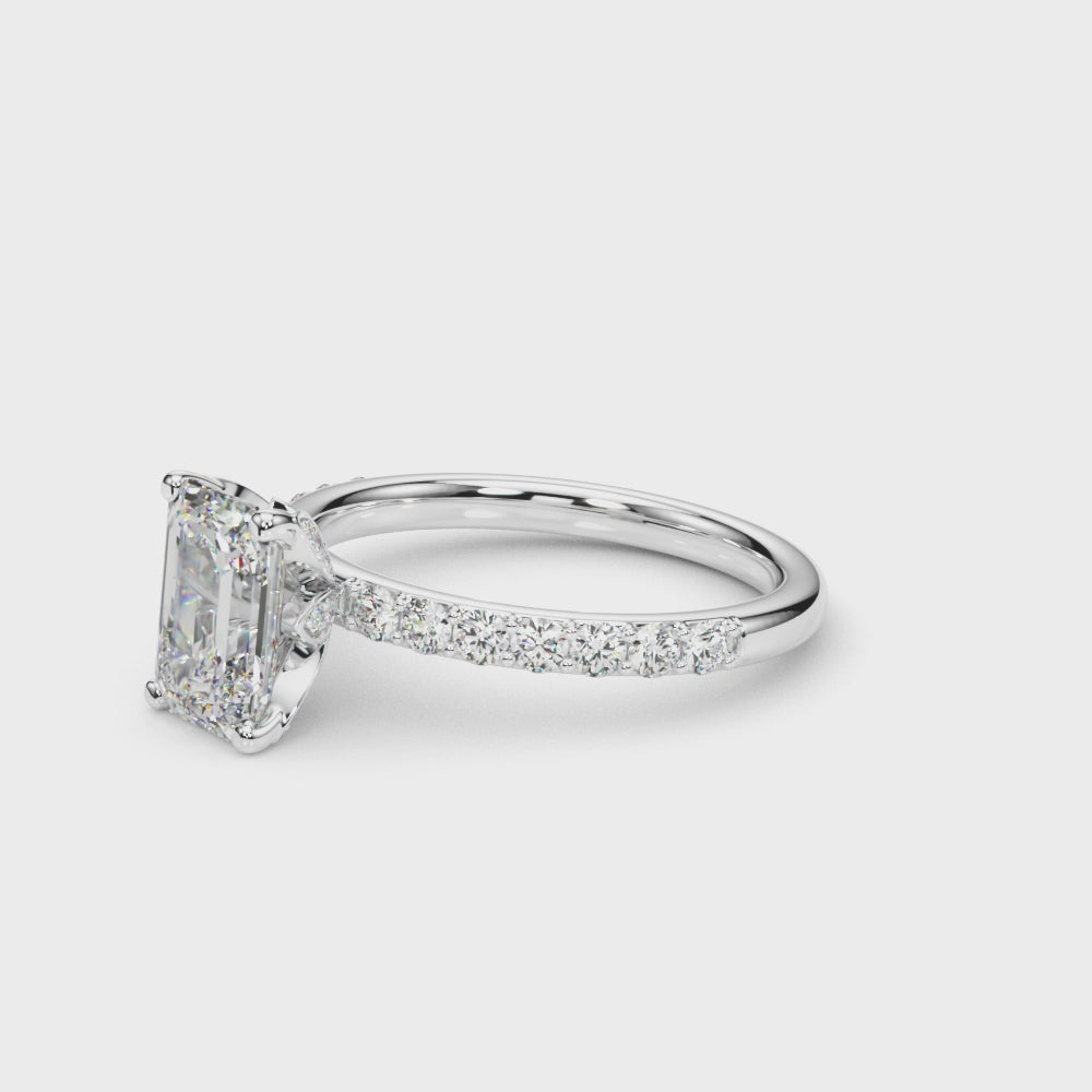 LUMEO Emerald Hidden Halo Diamond Engagement Ring Video
