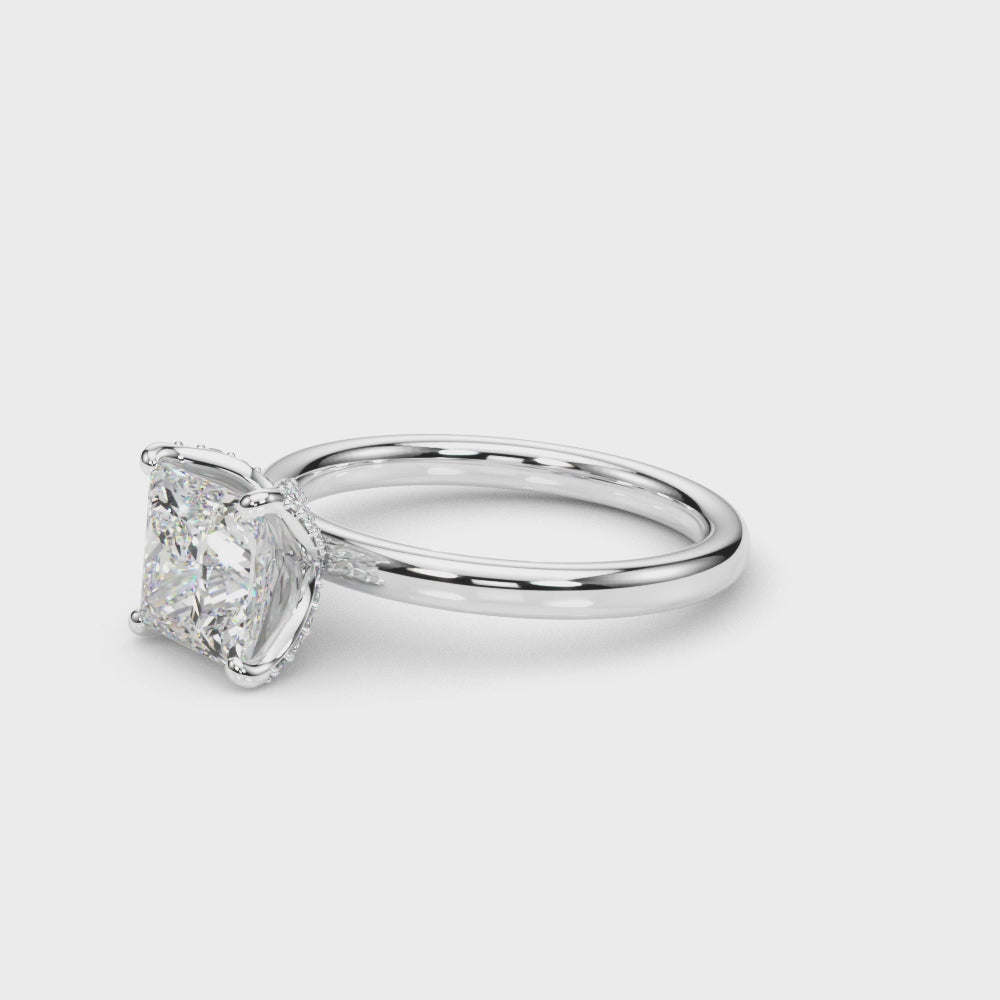 LUMEO Princess Hidden Halo Diamond Engagement Ring Video