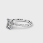 LUMEO Emerald Classic Solitaire Diamond Engagement Ring with Diamond Band Video in Platinum or 18k Solid White Gold 