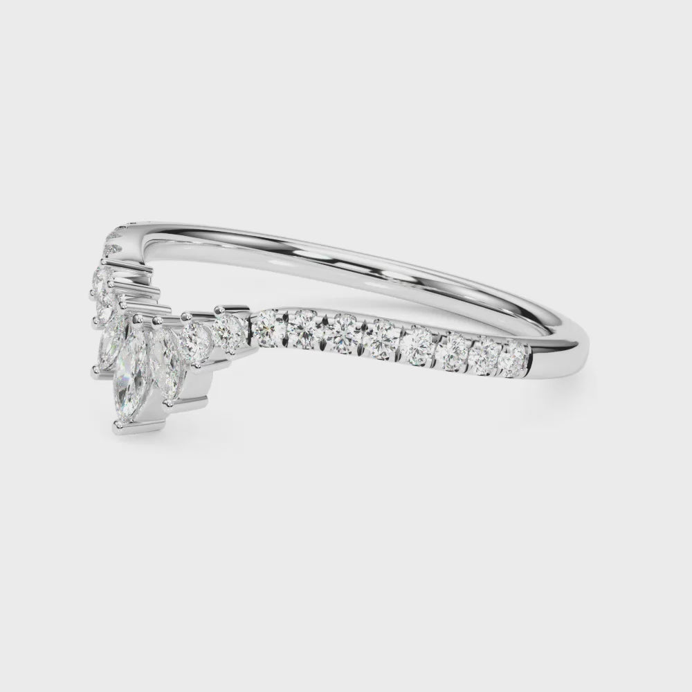 LUMEO Keira Chevron Wedding Band in Platinum or 18k White Gold video #18k-solid-white-gold