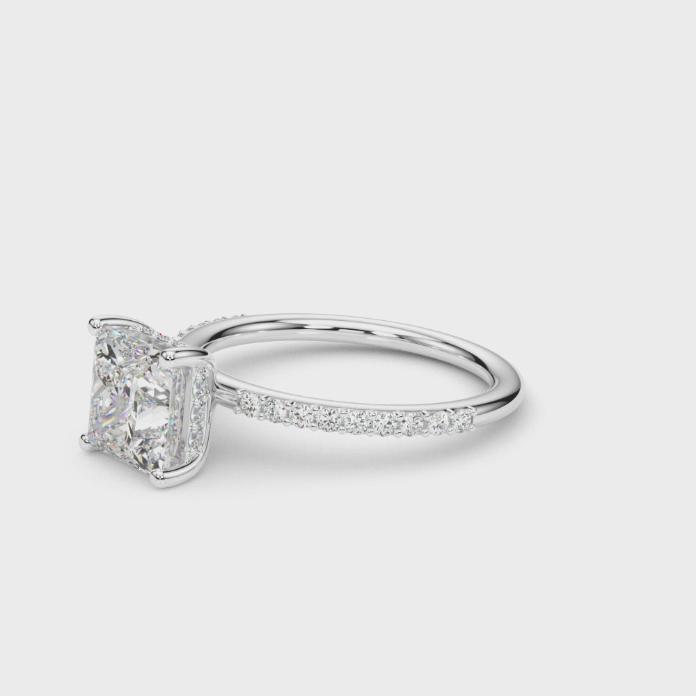 LUMEO Princess Hidden Halo Diamond Engagement Ring Video
