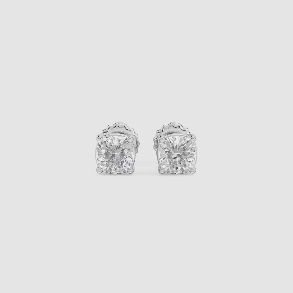 LUMEO Cushion Cut Ear Studs Video in 18k Solid White Gold #cushion