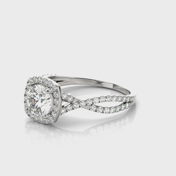 LUMEO Round Halo Diamond Engagement Ring Video