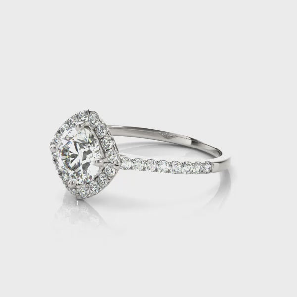 LUMEO Round Halo Diamond Engagement Ring Video