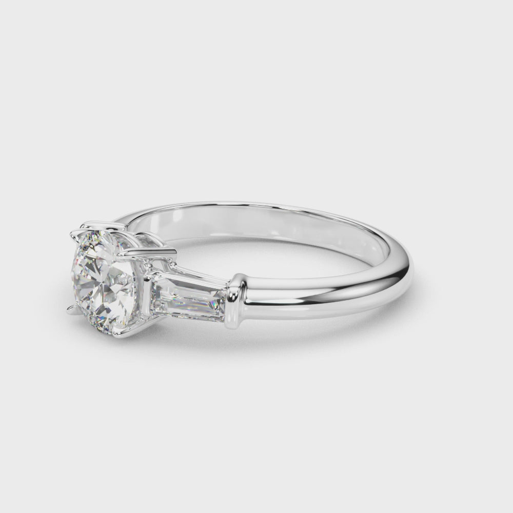 LUMEO Round Three Stone Diamond Engagement Ring Video