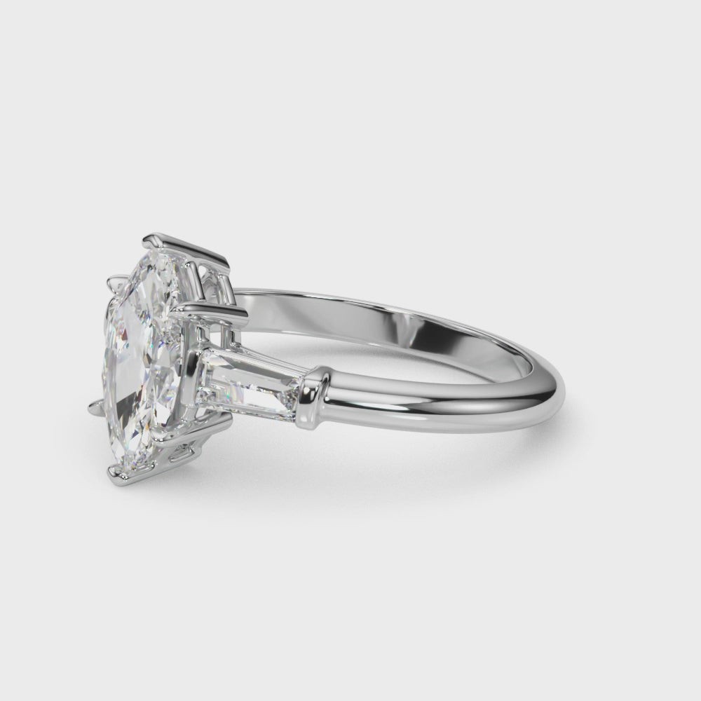 LUMEO Marquise Three Stone Diamond Engagement Ring Video