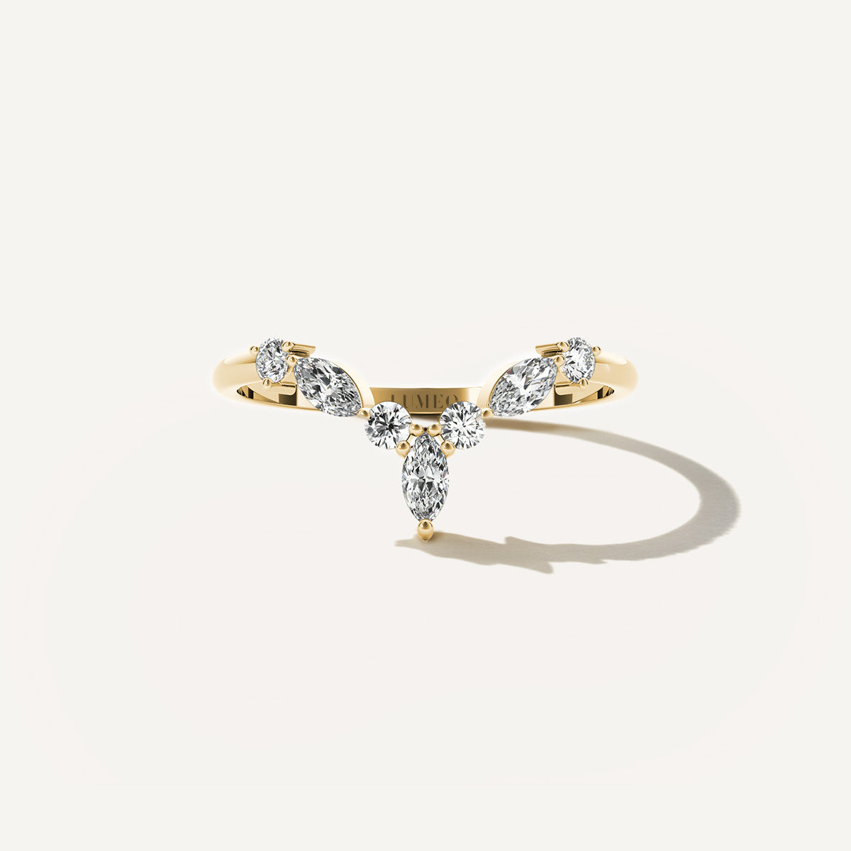 LUMEO THALIA Chevron Wedding Band in 18k Solid Yellow Gold 360 video 