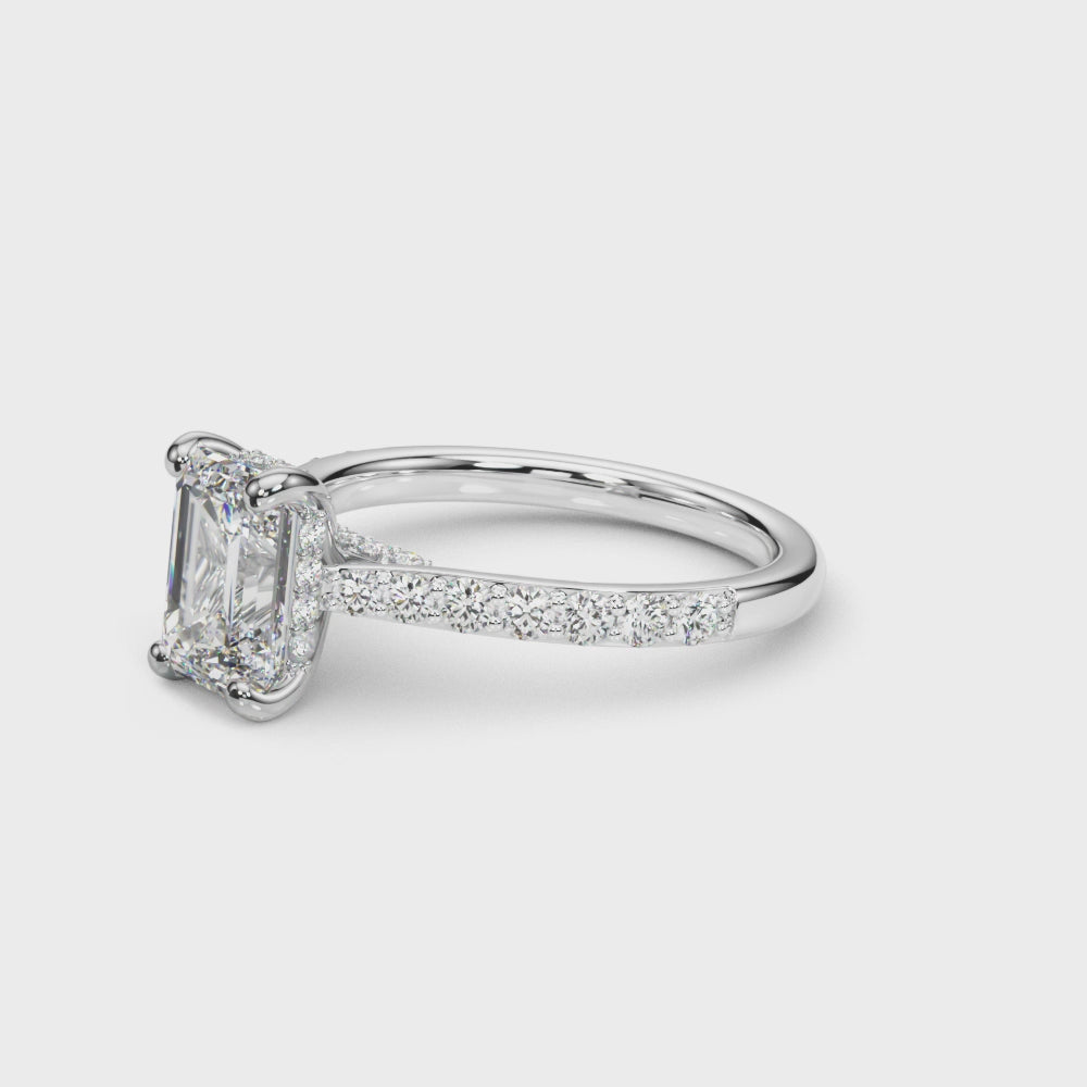 LUMEO Emerald Hidden Halo Engagement Ring