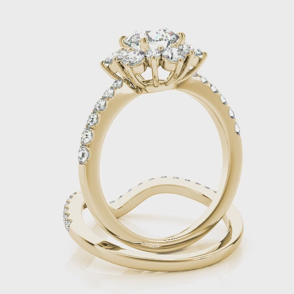LUMEO Round Floral-Inspired Halo Diamond Engagement Ring Video
