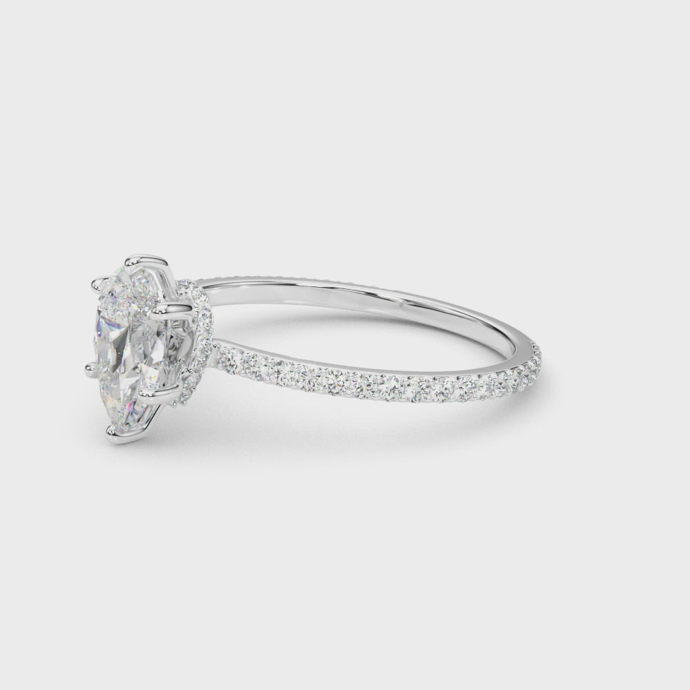 LUMEO Pear Hidden Halo Diamond Engagement Ring Video