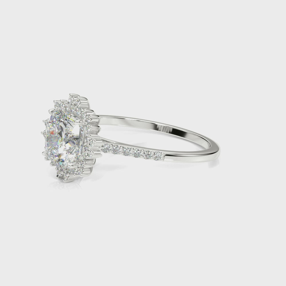 LUMEO Round Halo Diamond Engagement Ring Video