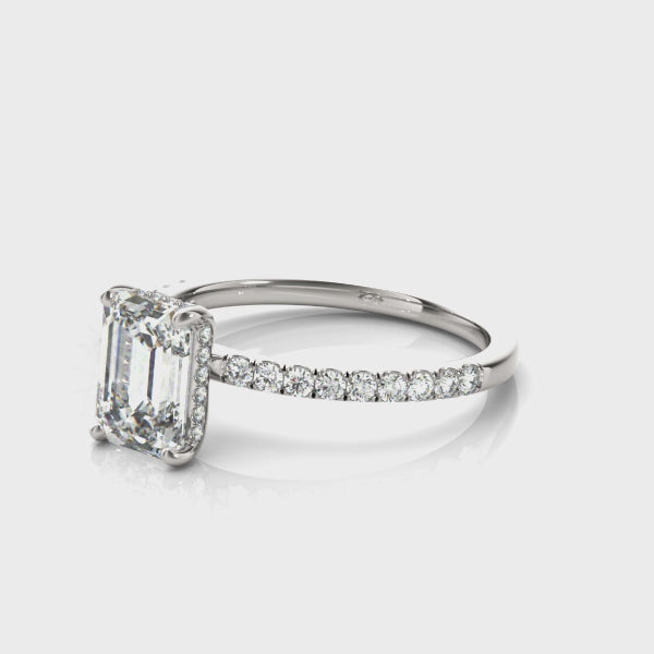 LUMEO Emerald Hidden Halo Diamond Engagement Ring Video