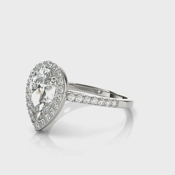 LUMEO Pear Halo Diamond Engagement Ring Video