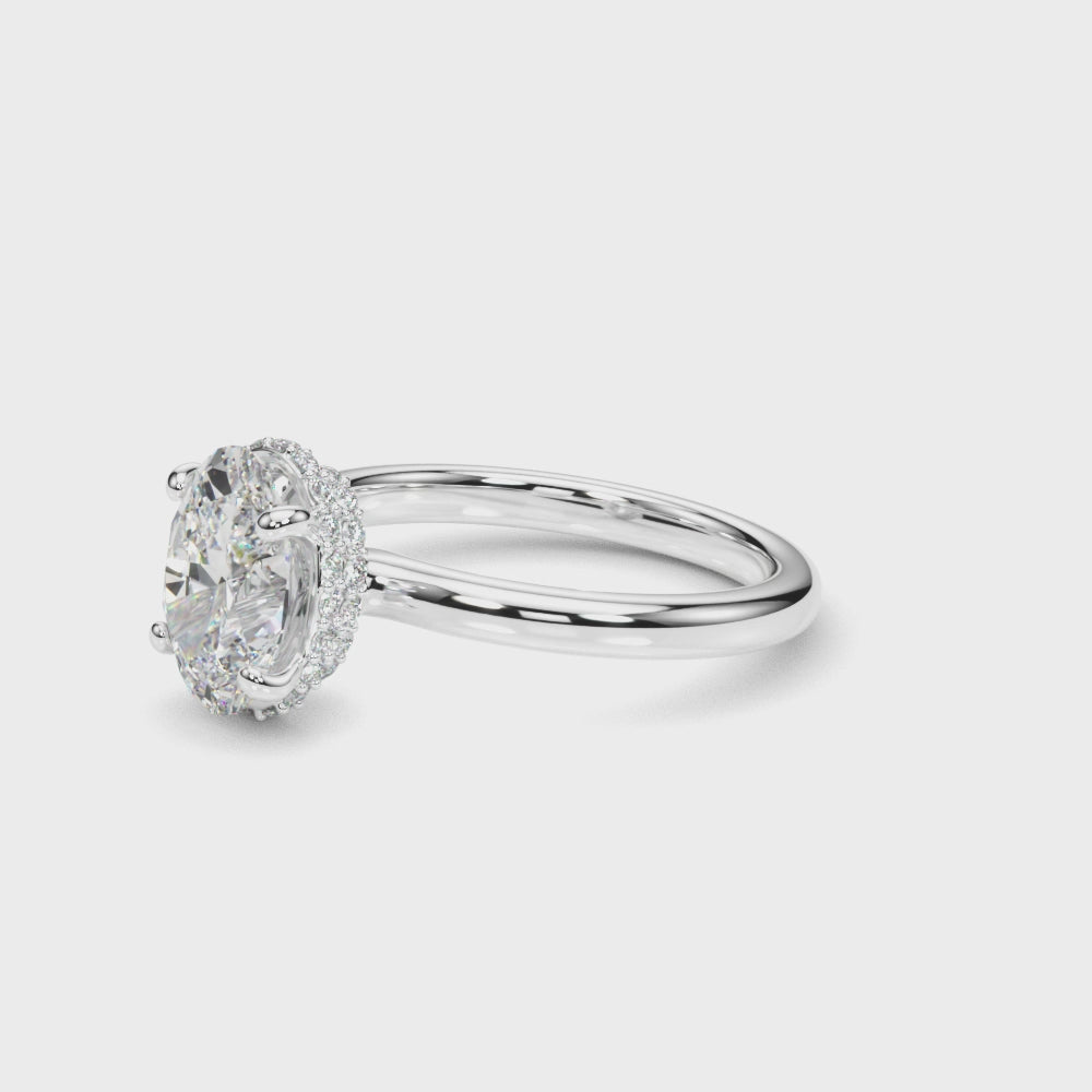 LUMEO Oval Hidden Halo Engagement Ring
