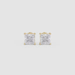LUMEO Princess Cut Ear Studs Video in 18k Solid Yellow Gold 