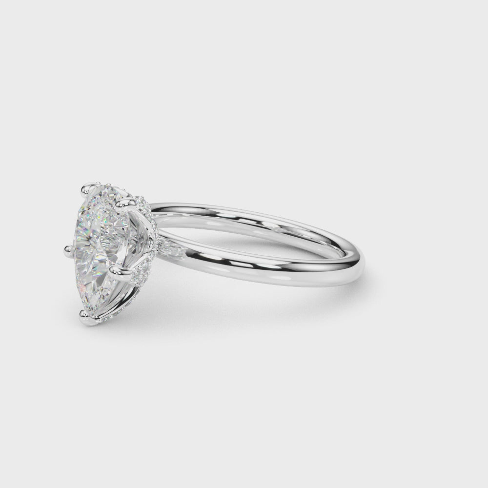 LUMEO Pear Hidden Halo Diamond Engagement Ring Video