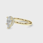 LUMEO Pear Double Hidden Halo Diamond Engagement Ring 360 video in 18k Solid Yellow Gold 