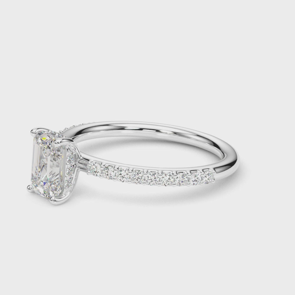 LUMEO Emerald Hidden Halo Diamond Engagement Ring Video