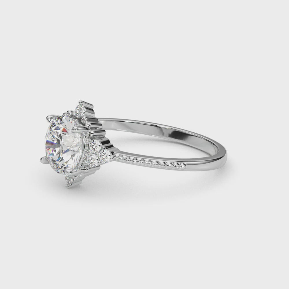 LUMEO Round Three Stone Diamond Engagement Ring Video