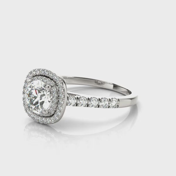 LUMEO Round Halo Diamond Engagement Ring Video