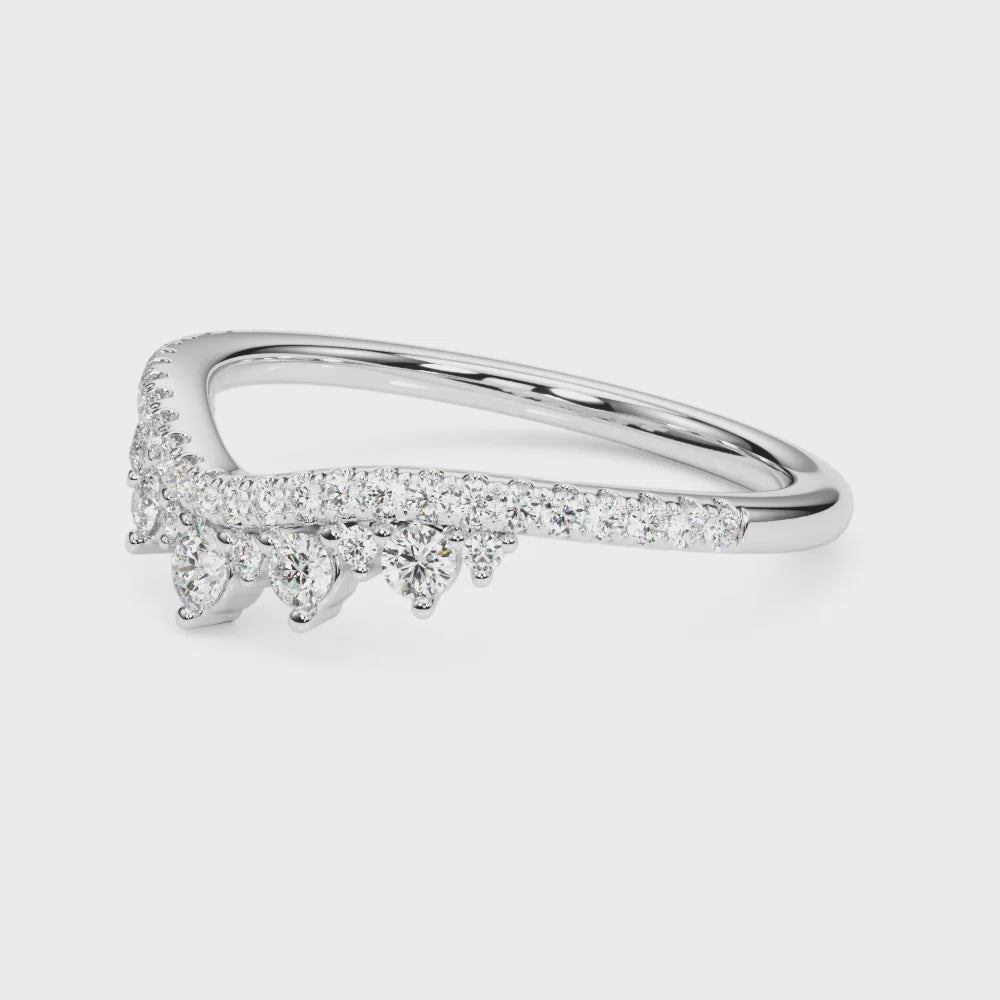 LUMEO Kendra Chevron Wedding Band in Platinum or 18k White Gold video #18k-solid-white-gold