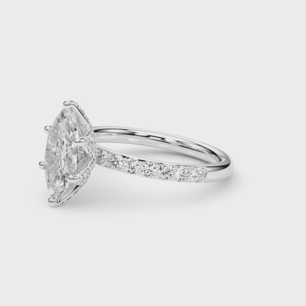 LUMEO Marquise Hidden Halo Diamond Engagement Ring Video