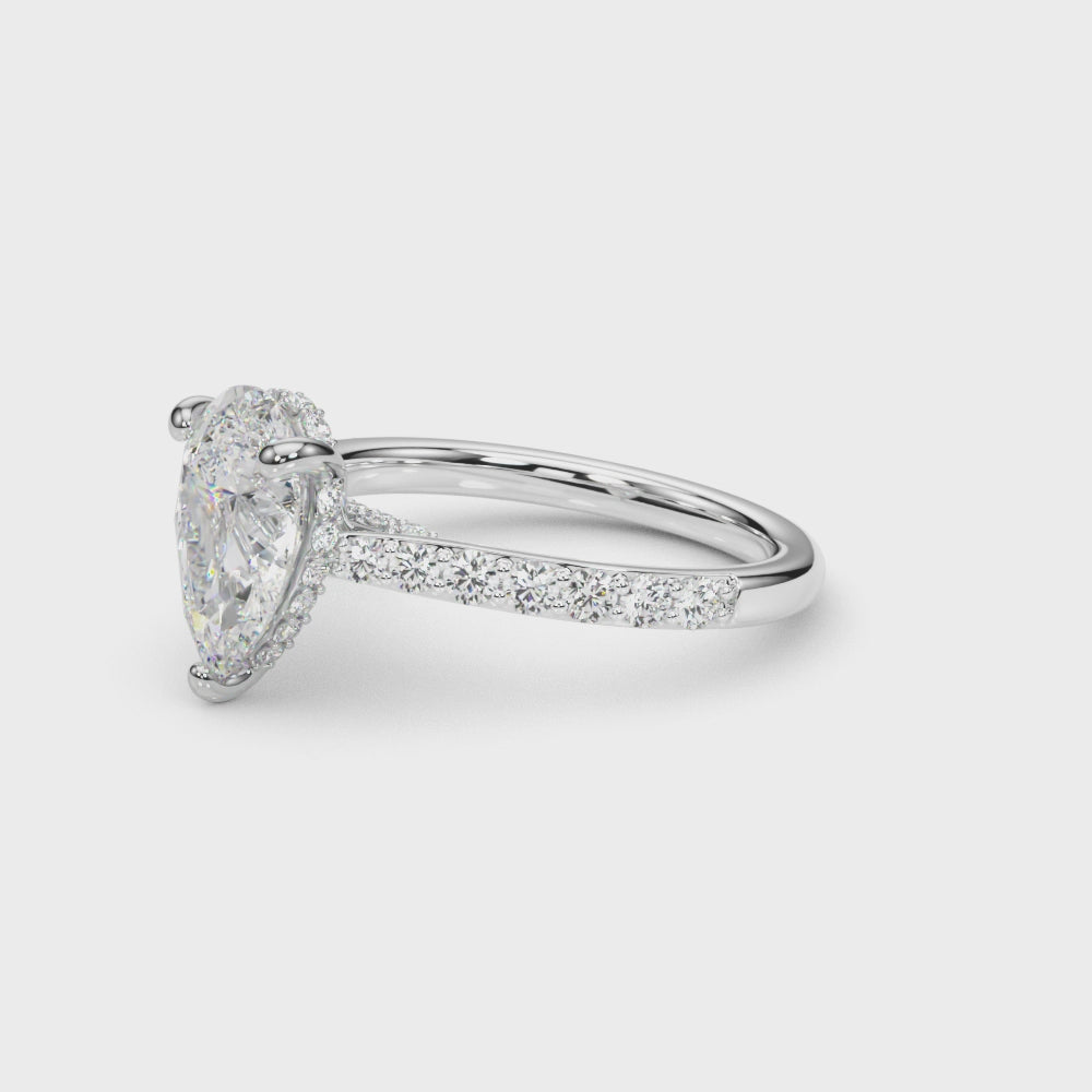 LUMEO Pear Hidden Halo Diamond Engagement Ring Video