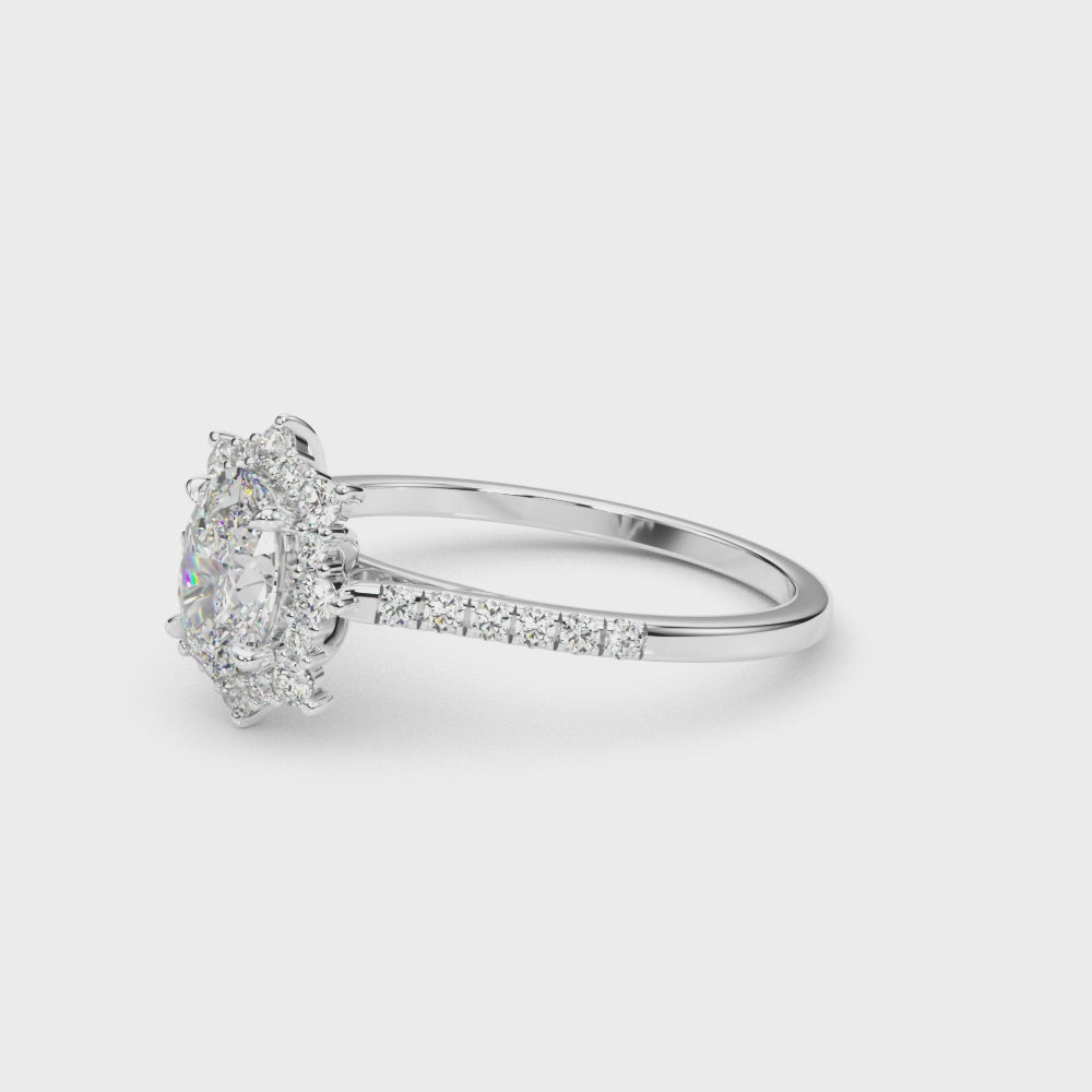 LUMEO Oval Halo Diamond Engagement Ring Video