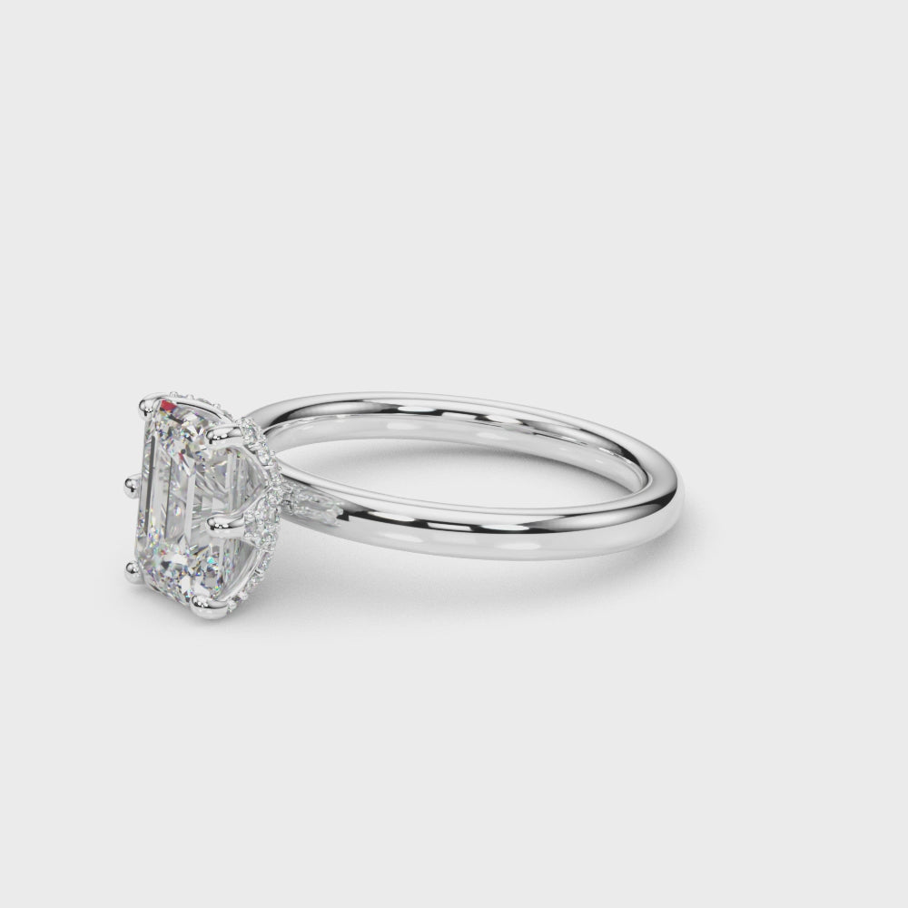 LUMEO Emerald Hidden Halo Diamond Engagement Ring Video