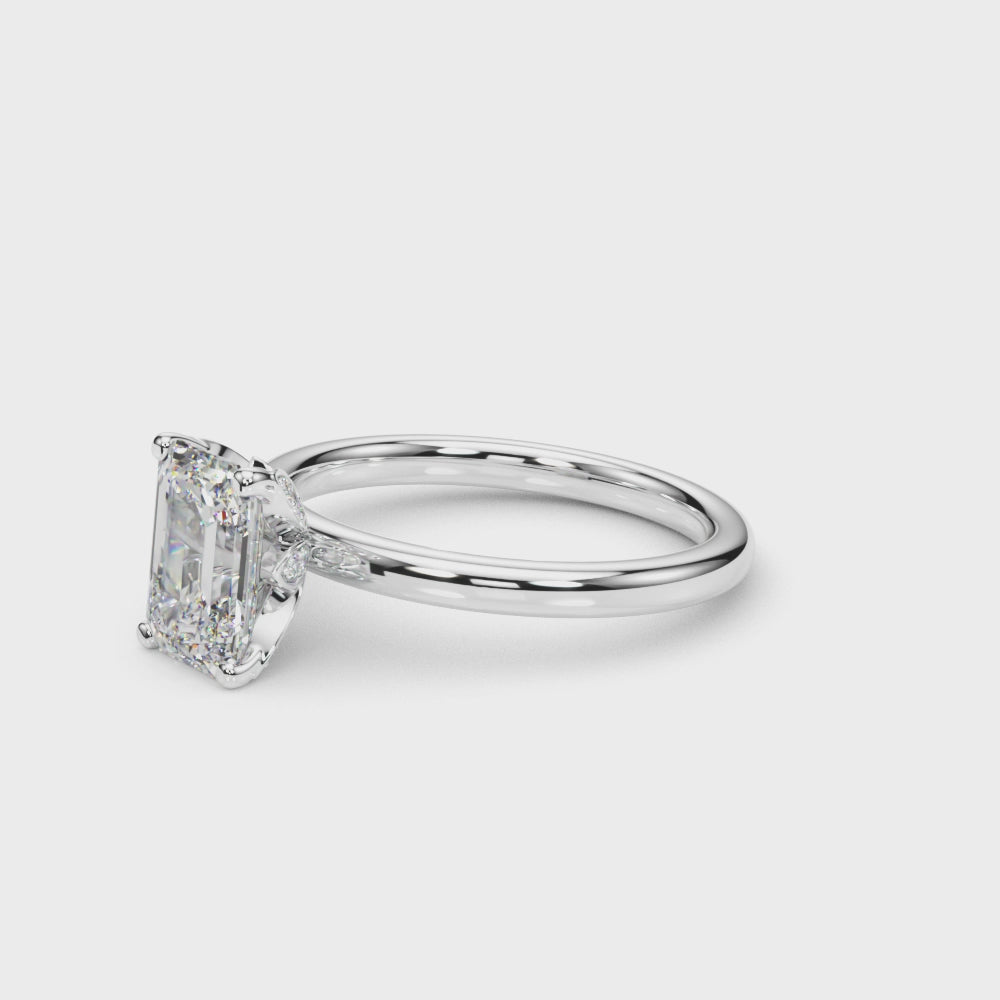 LUMEO Emerald Hidden Halo Diamond Engagement Ring Video