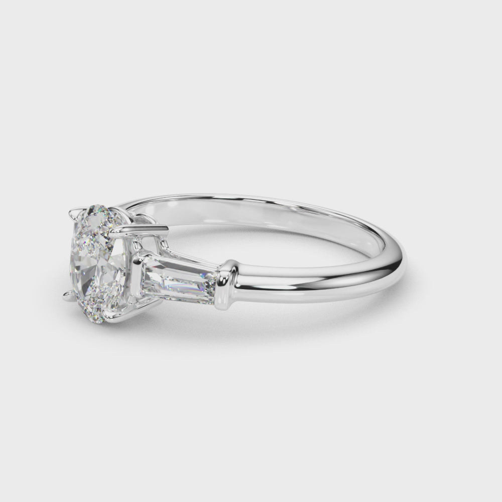 LUMEO Oval Three Stone Diamond Engagement Ring Video