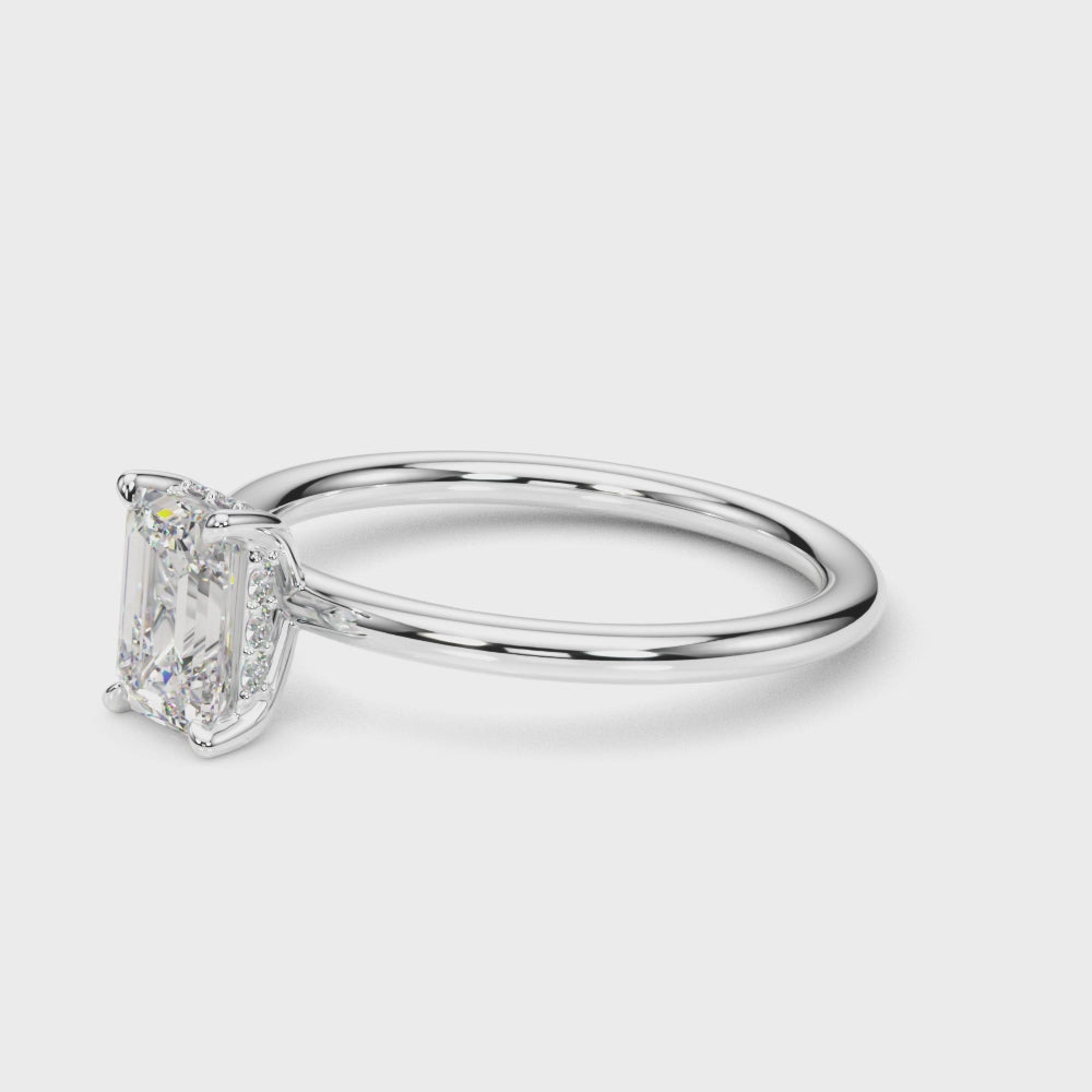 LUMEO Emerald Hidden Halo Diamond Engagement Ring Video
