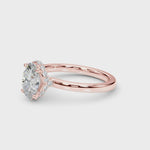 LUMEO Oval Hidden Halo Diamond Engagement Ring Front View in 18k Solid Rose Gold 