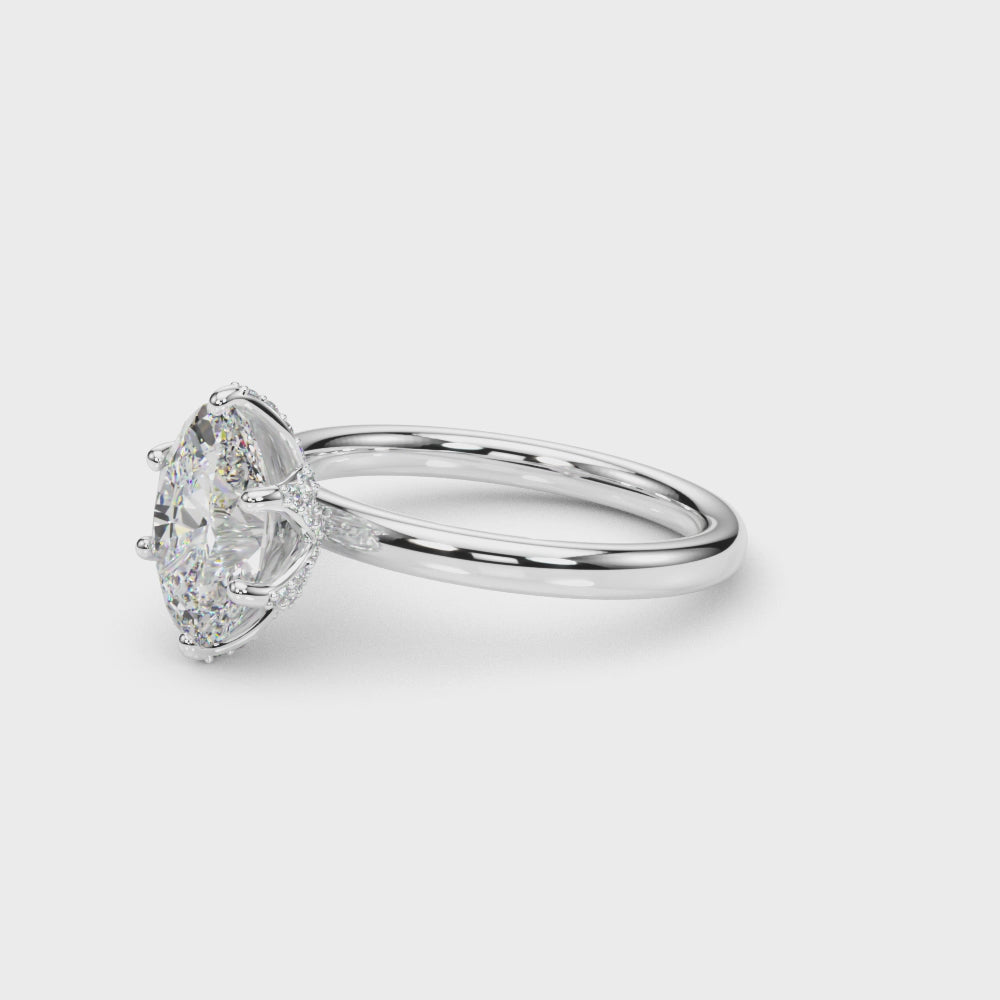 LUMEO Oval Hidden Halo Diamond Engagement Ring Video