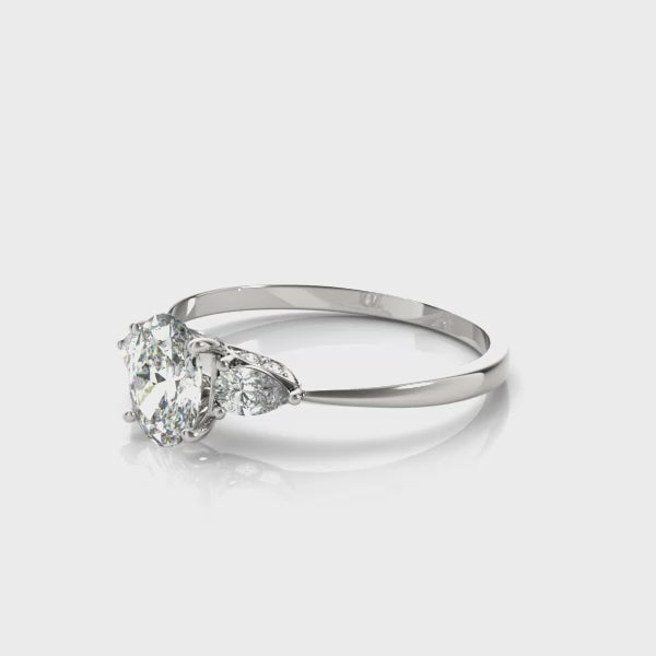 LUMEO Oval Three Stone Diamond Engagement Ring Video