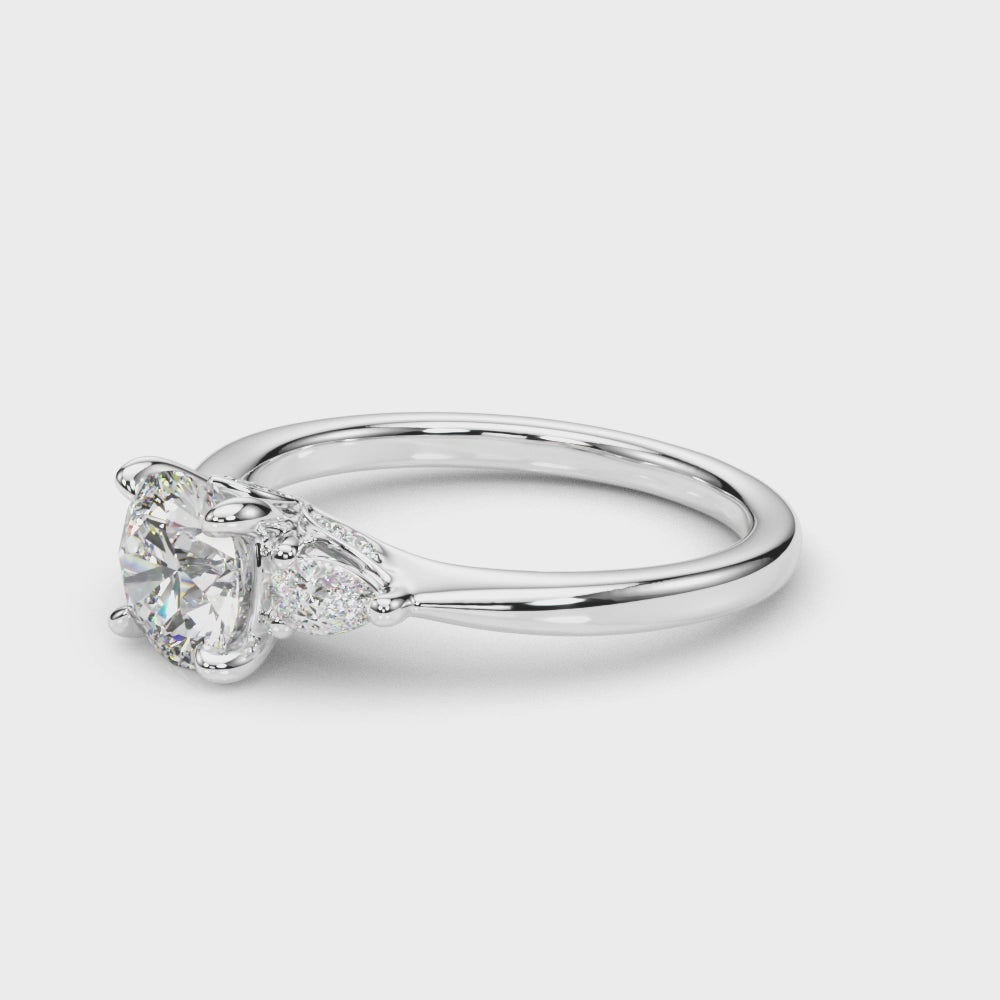 LUMEO Round Three Stone Diamond Engagement Ring Video