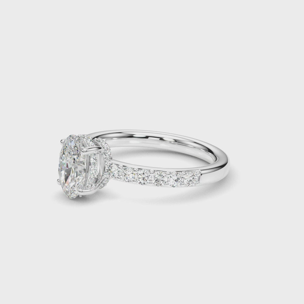 LUMEO Oval Hidden Halo Diamond Engagement Ring Video