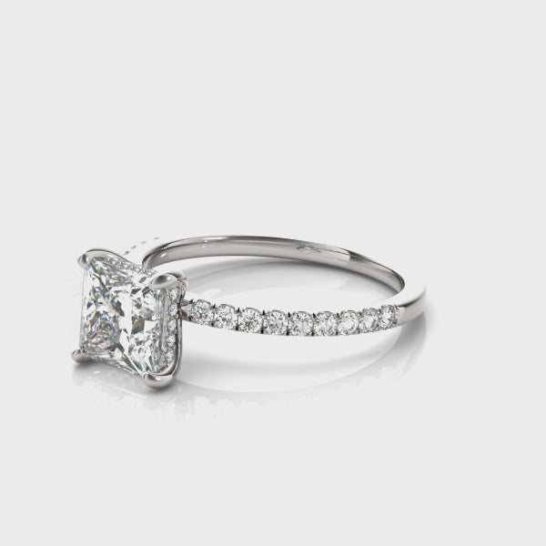 LUMEO Princess Hidden Halo Diamond Engagement Ring Video