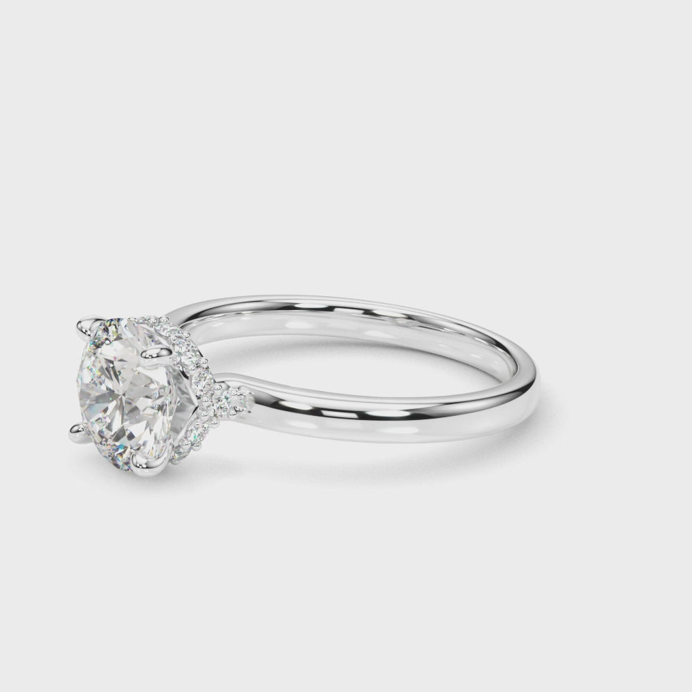 LUMEO Round Hidden Halo Diamond Engagement Ring Video