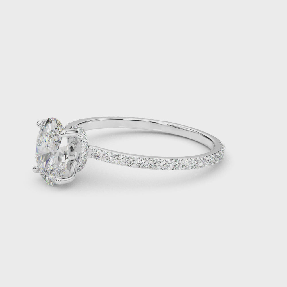 LUMEO Oval Hidden Halo Diamond Engagement Ring Video