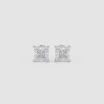 LUMEO Princess Cut Ear Studs Video in Platinum or 18k Solid White Gold 
